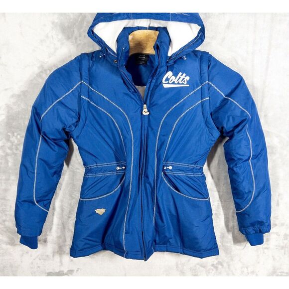 Reebok NFL‎ Colts Womens Puffer Jacket Convertible Vest Size Small - Picture 1 of 11